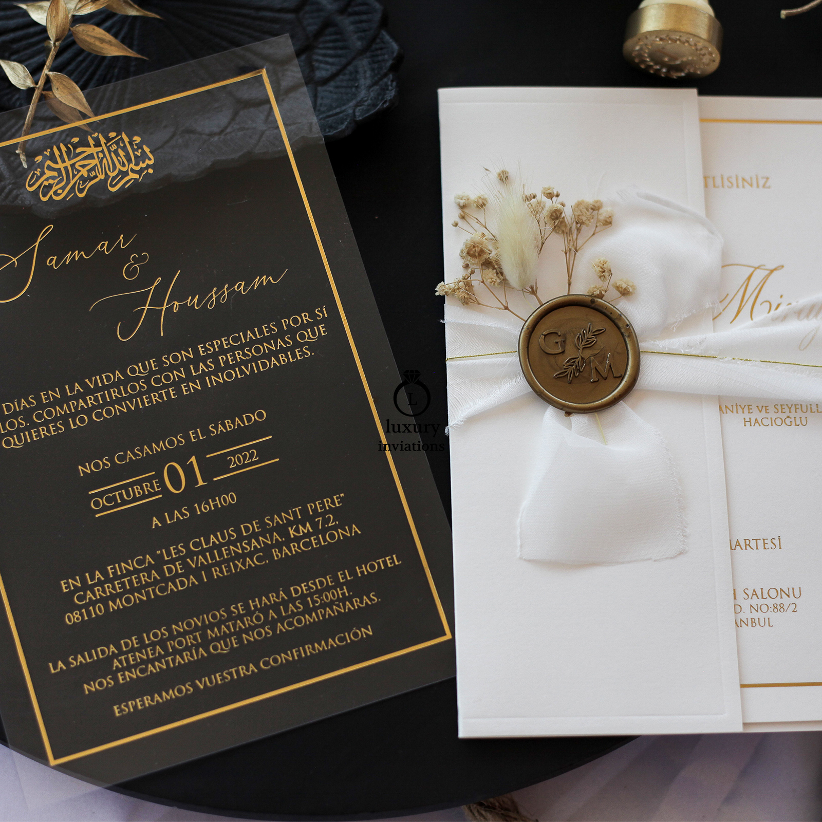 Hot Sale Cartes d'Invitation de mariage avec enveloppe imprimée